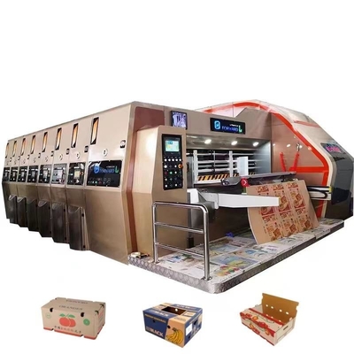 उच्च गति चार रंग घुमावदार कार्टन बॉक्स मुद्रण स्लॉटिंग मरने काटने की मशीन बॉक्स बनाने के लिए